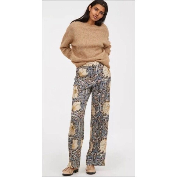 Morris & Co x H&M Women’s Pants Pimpernel Floral Print Wide-Leg US 8(M) - Picture 1 of 11